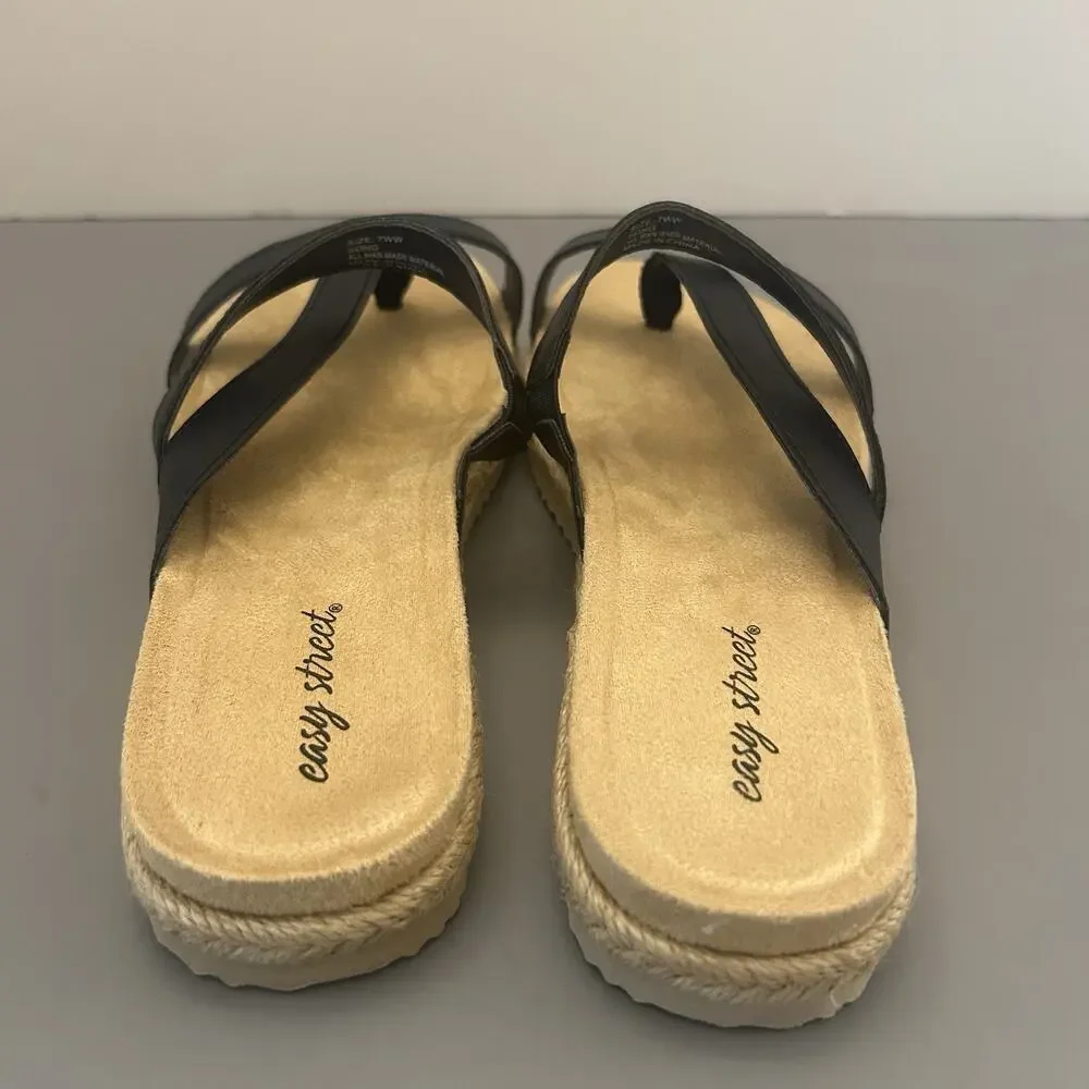 Easy Street Song Navy Blue Synthetic Slide Sandals Shoes Women's Size 7 WW